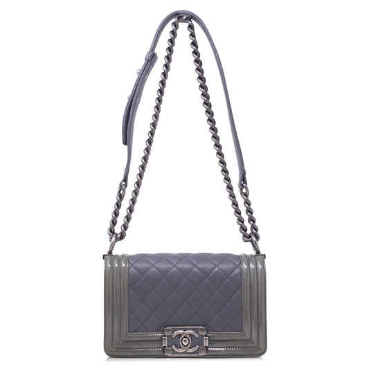 Chanel Boy Grey and Patent Small