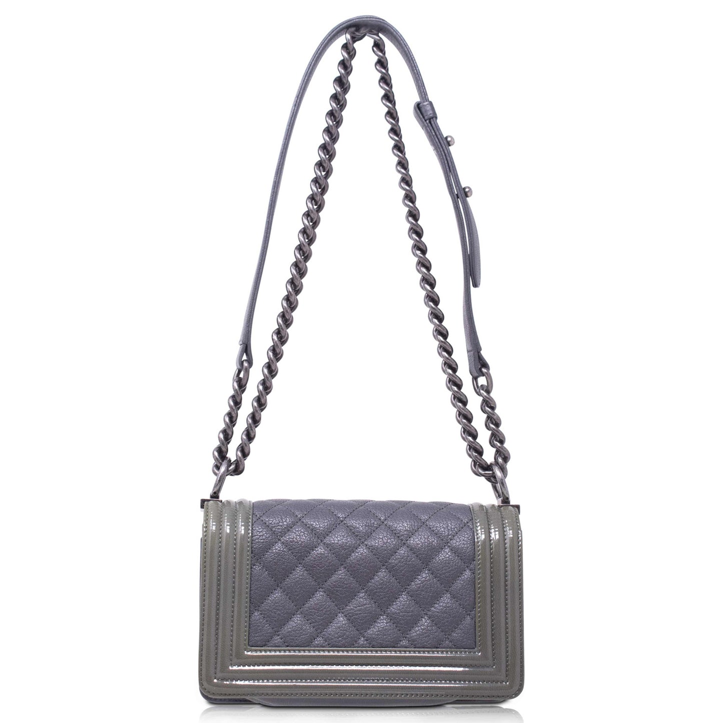 Chanel Boy Grey and Patent Small