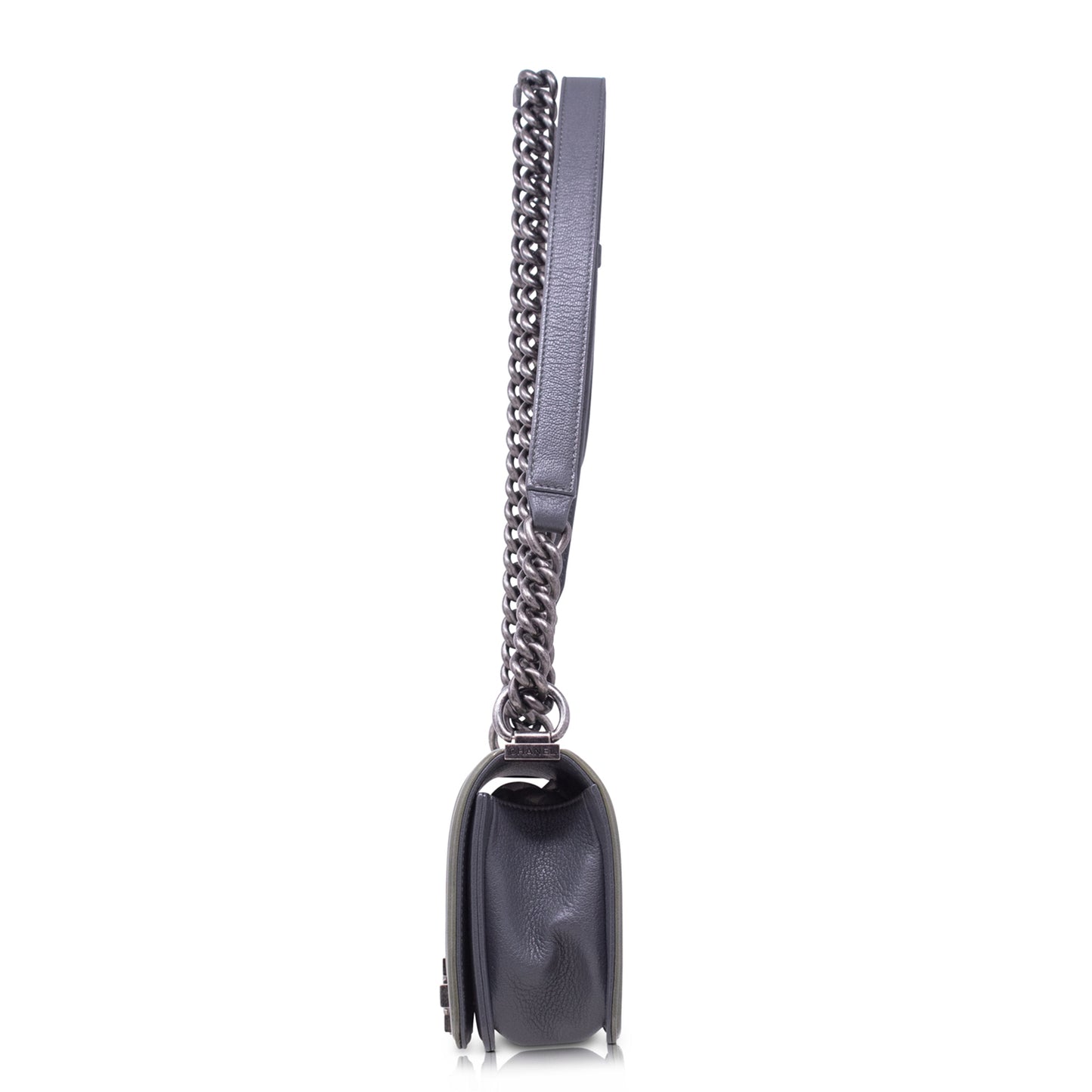 Chanel Boy Grey and Patent Small