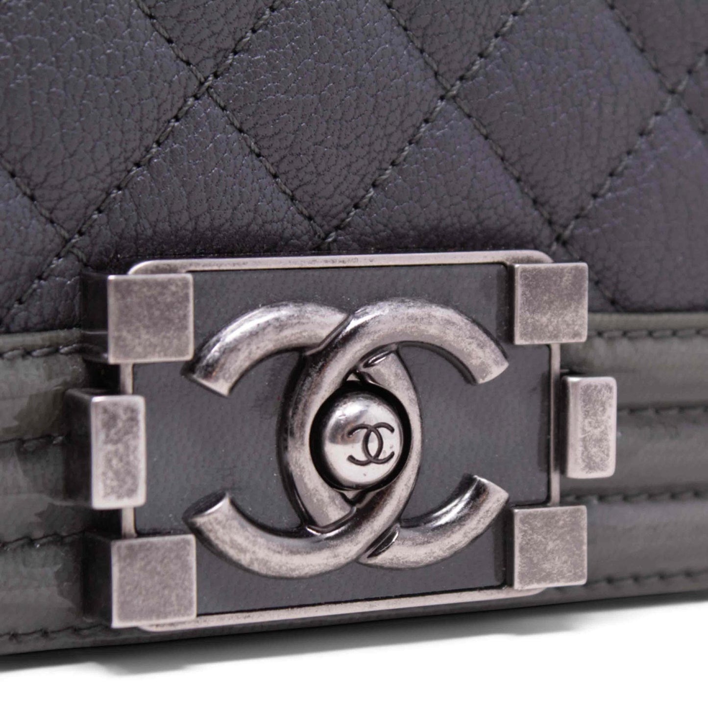 Chanel Boy Grey and Patent Small