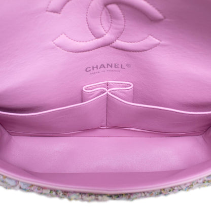 Chanel Classica Media Tweed e Pelle Rosa