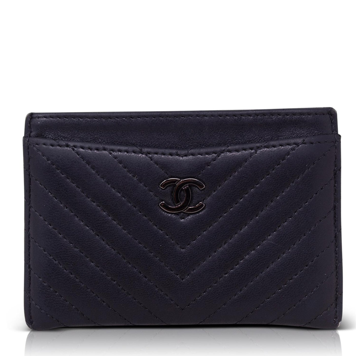 Chanel Chevron Card Holder Black