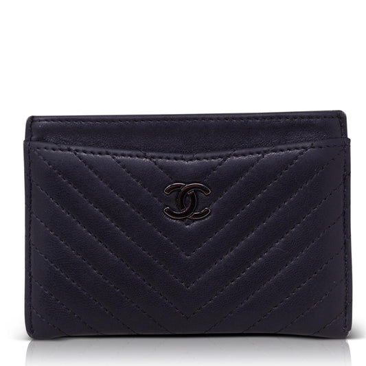 Chanel Chevron Card Holder Black