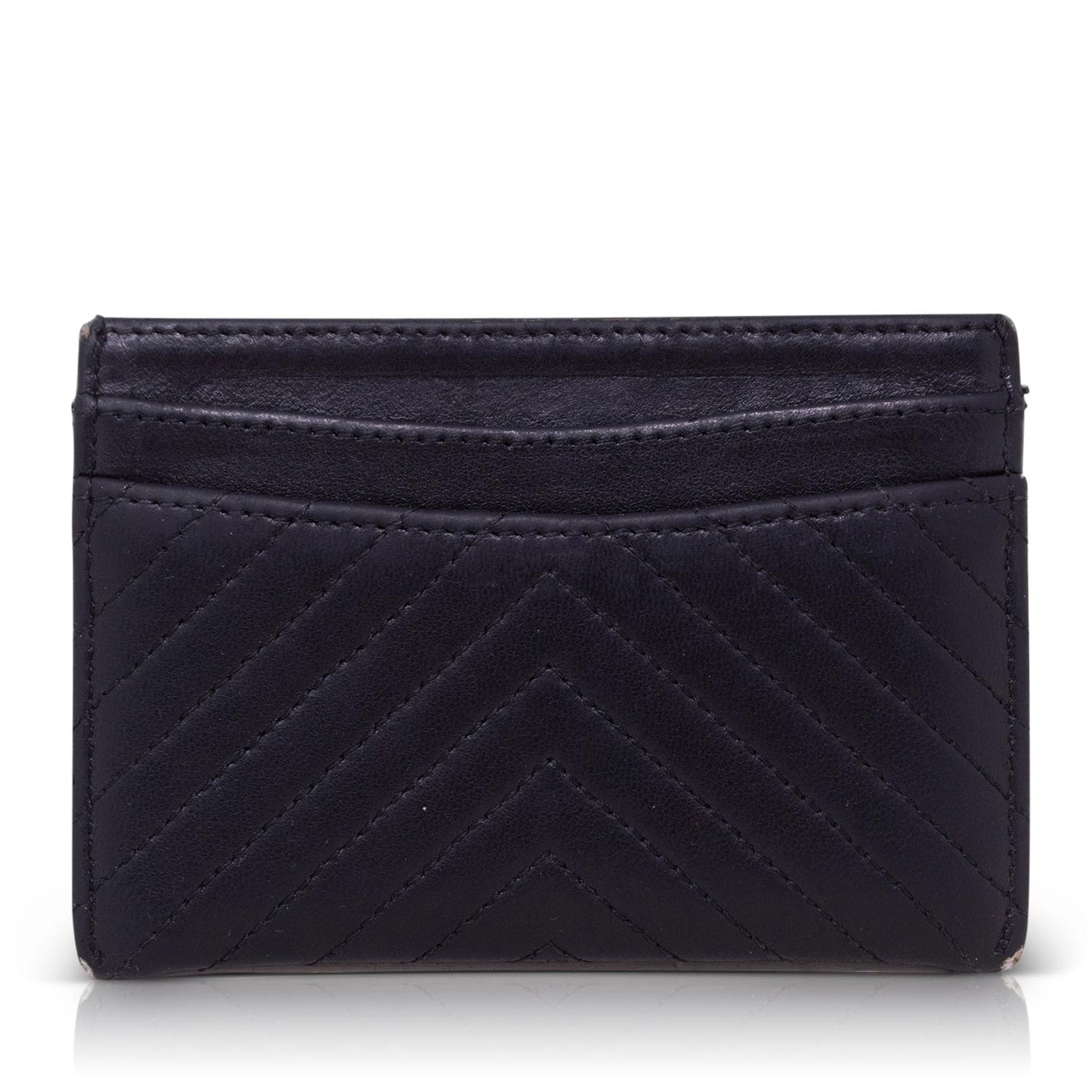 Chanel Chevron Card Holder Black