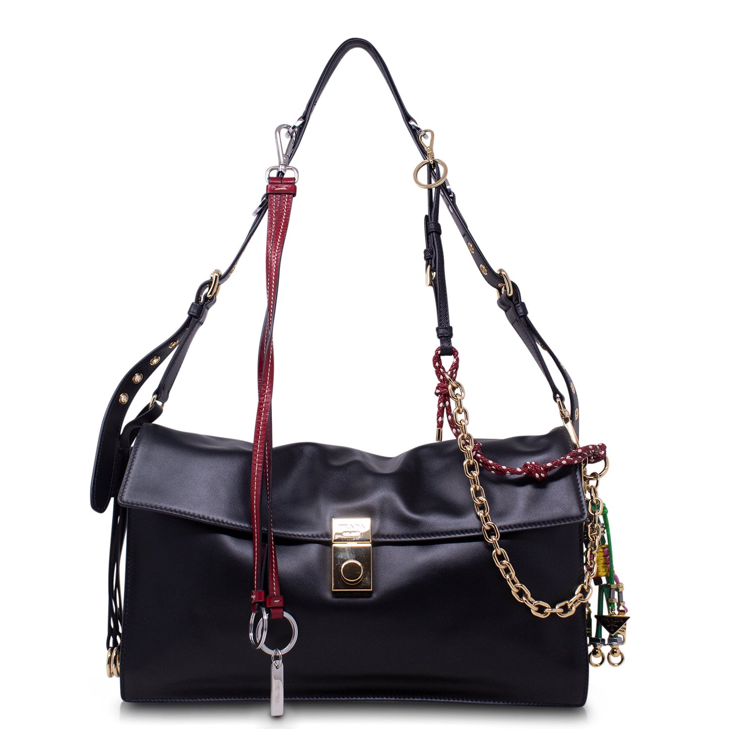 Prada Soft Sound Large con ciondoli Nera
