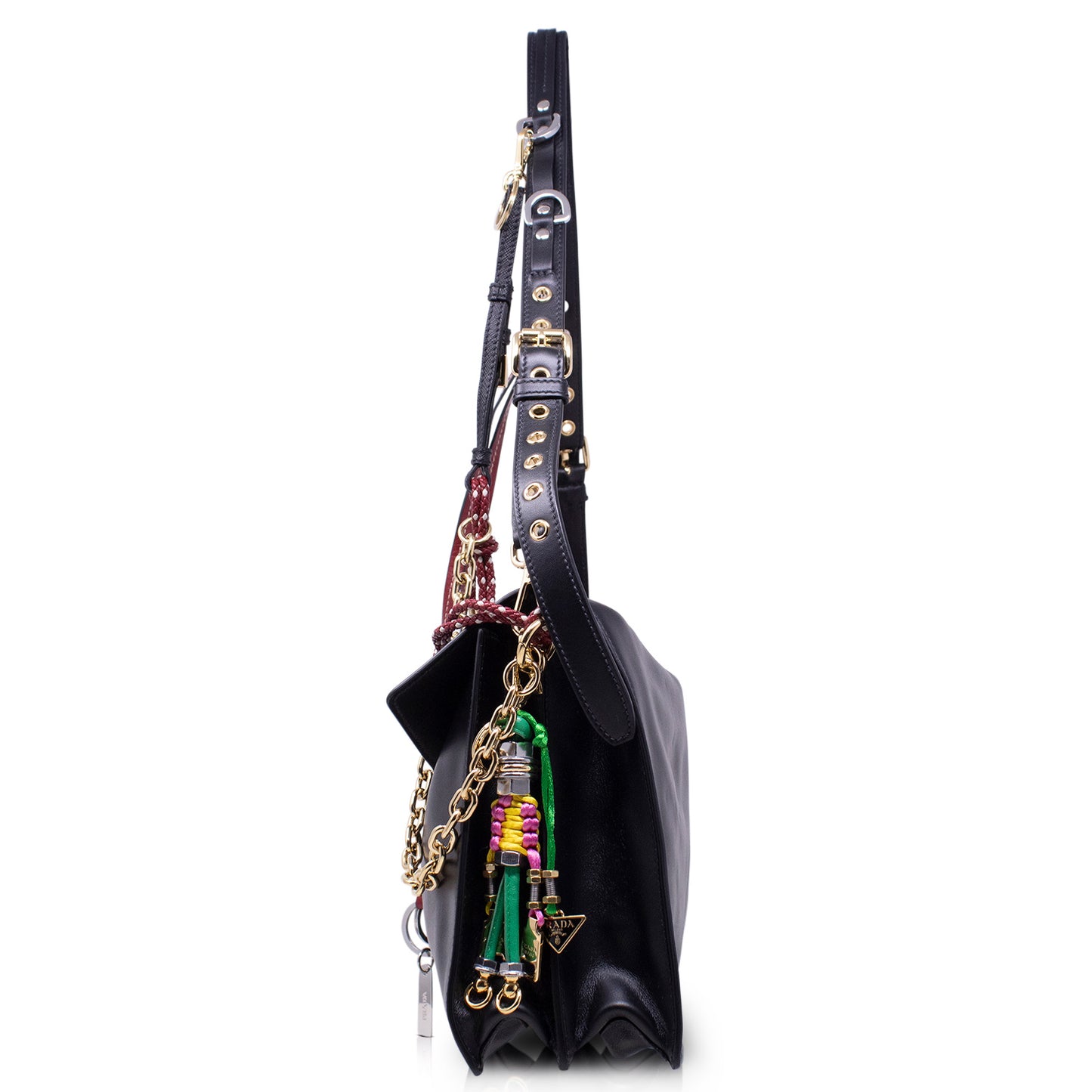Prada Soft Sound Large con ciondoli Nera