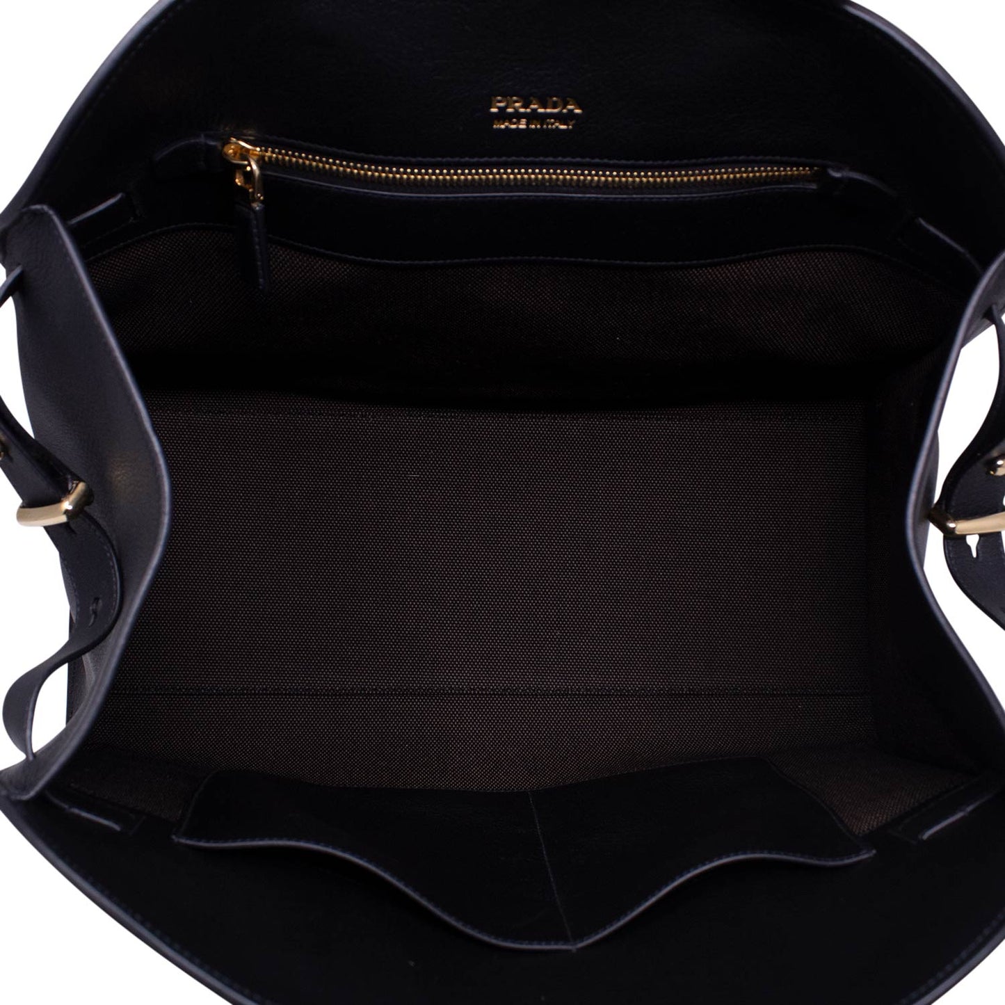 Prada Borsa shopping large pelle con fibbie Nera