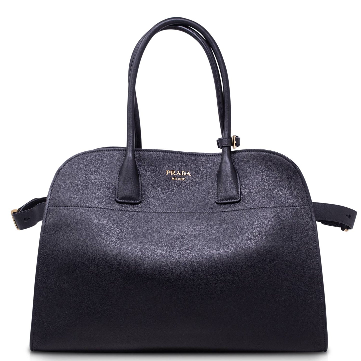 Prada Borsa shopping large pelle con fibbie Nera