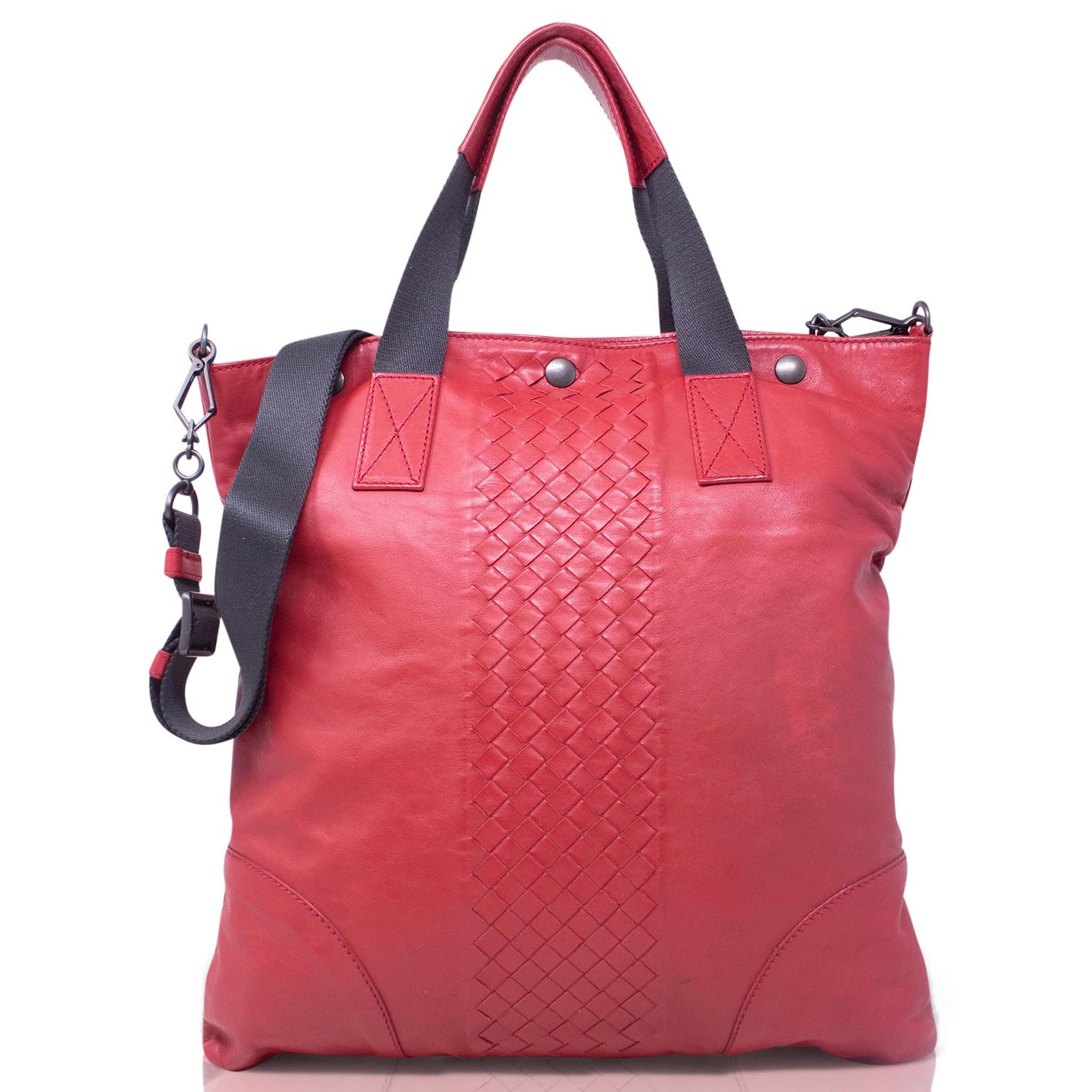 Bottega Veneta Tote Trimmed Intrecciato Rossa