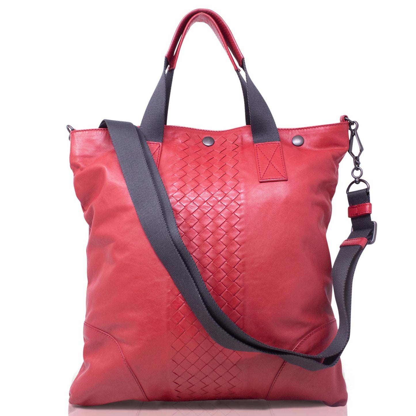 Bottega Veneta Tote Trimmed Intrecciato Rossa