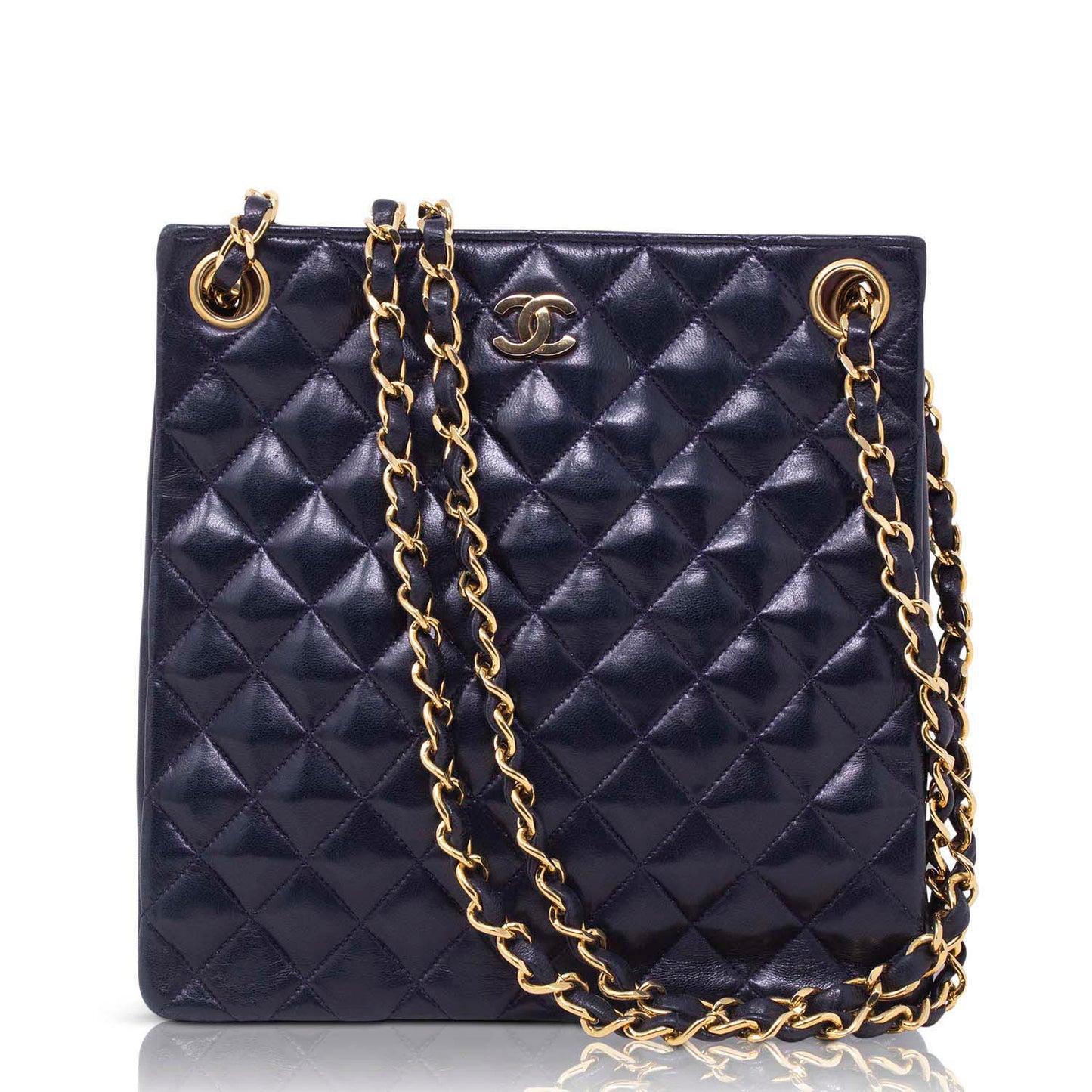 Chanel Quilted Tote Blue Vintage