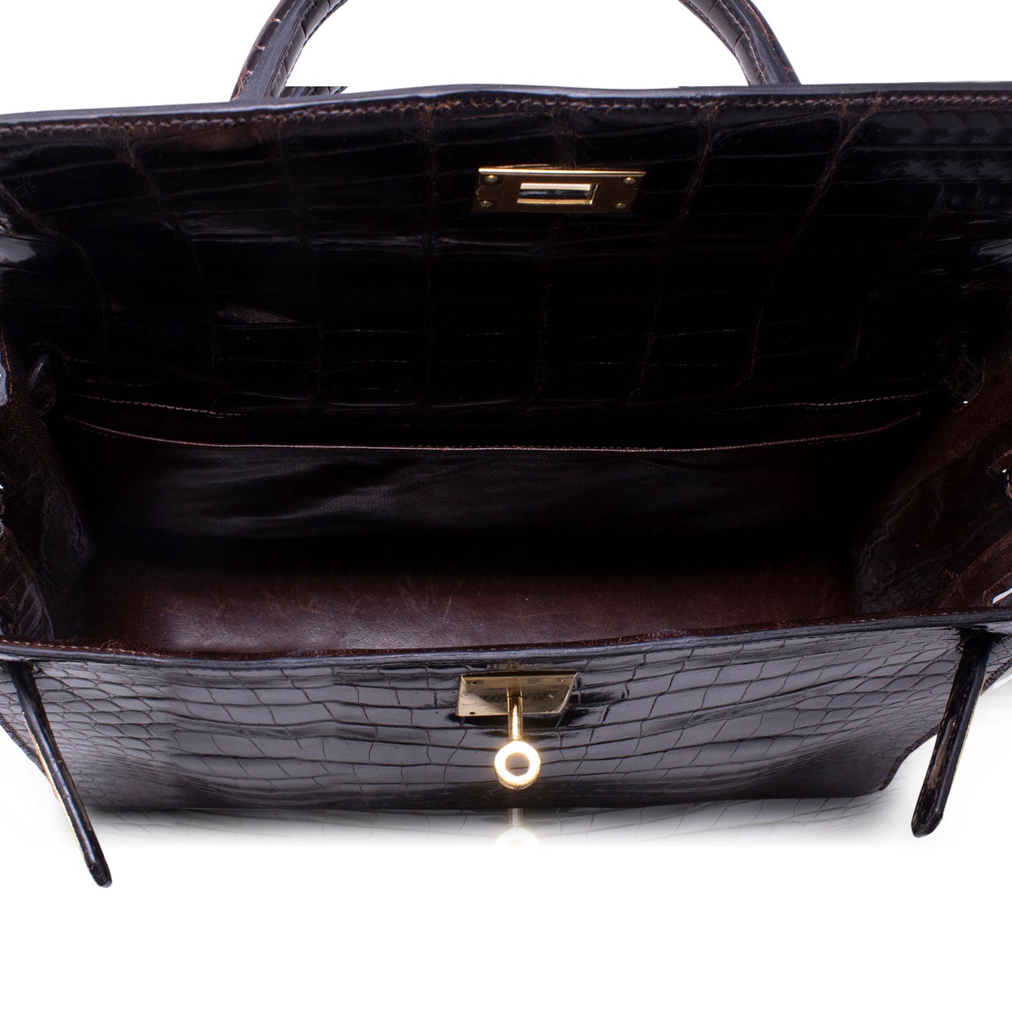 Hermès Kelly 32 Sellier Crocodile Marrone