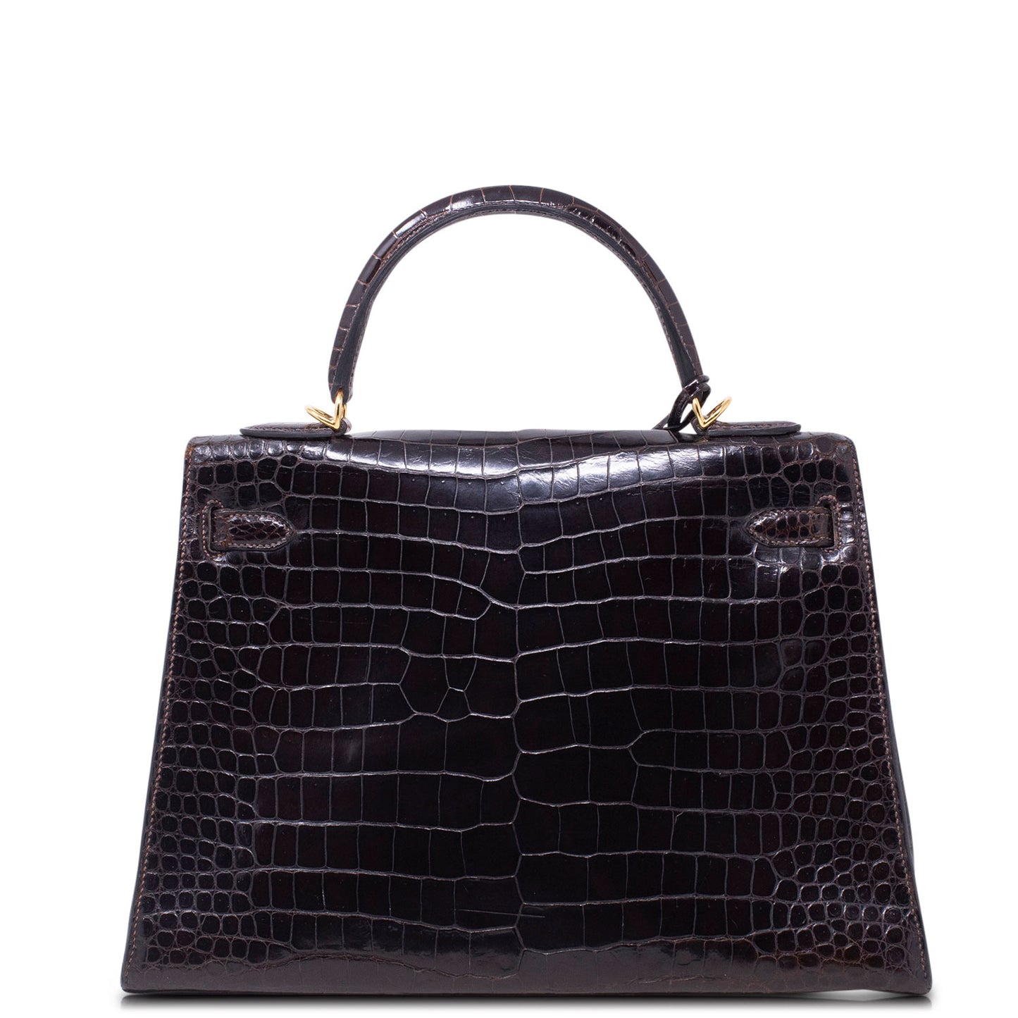 Hermès Kelly 32 Sellier Crocodile Marrone