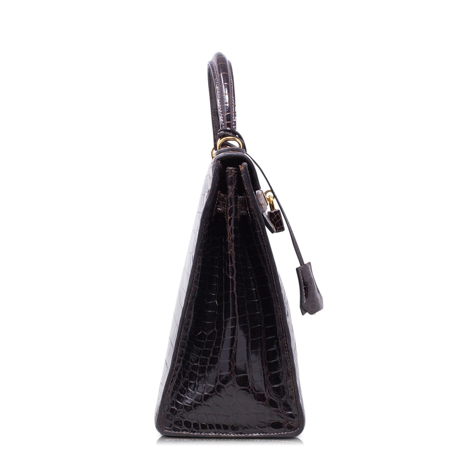Hermès Kelly 32 Sellier Crocodile Marrone