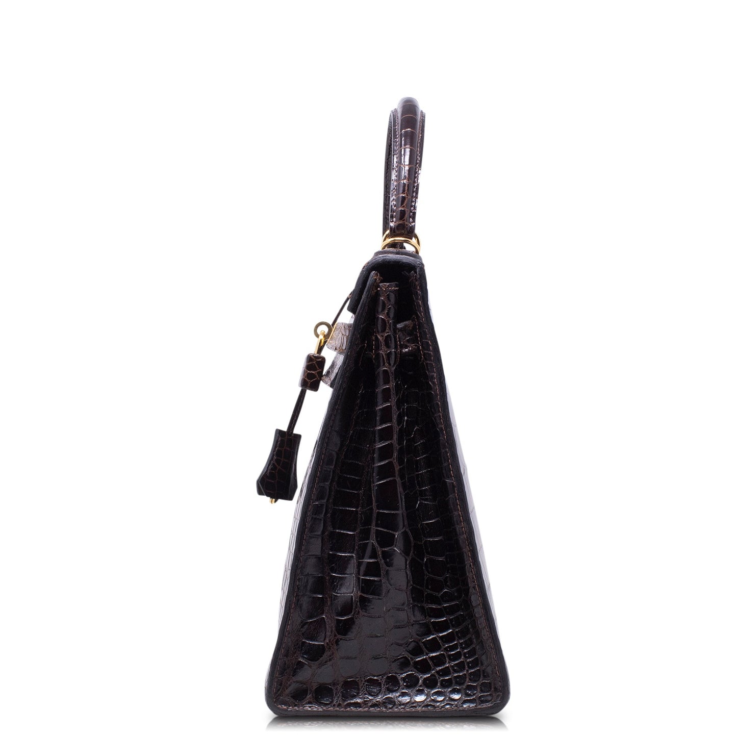 Hermès Kelly 32 Sellier Crocodile Marrone