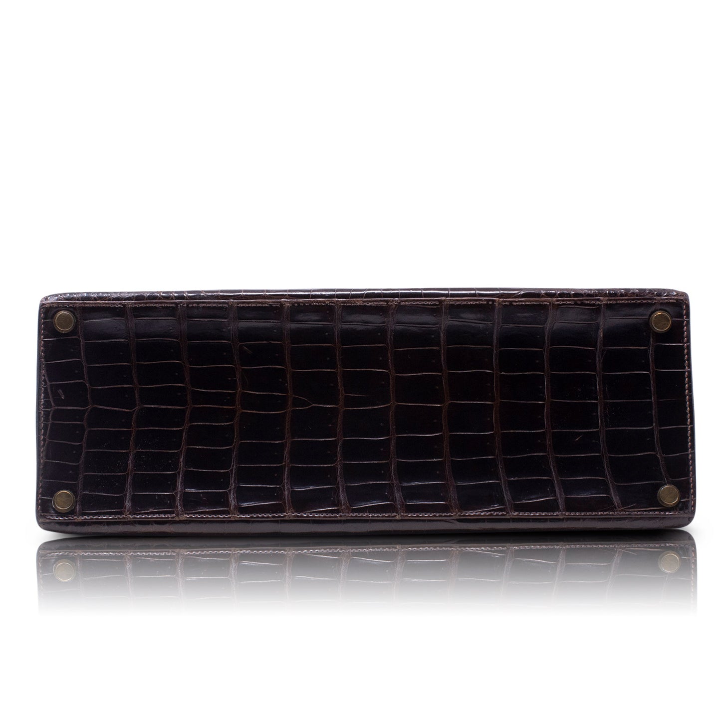 Hermès Kelly 32 Sellier Crocodile Marrone