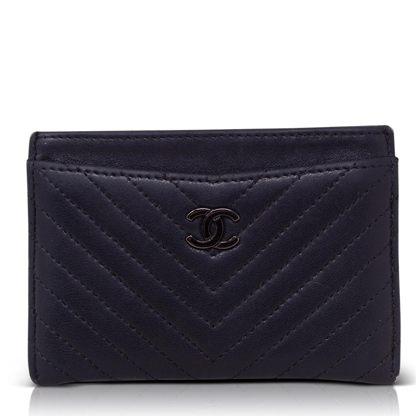 Chanel Chevron Card Holder Black 