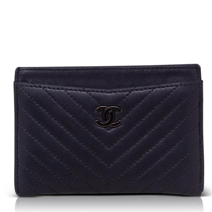 Chanel Portacarte Chevron Nero