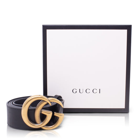Gucci Cintura Marmont Nera GG 95 cm