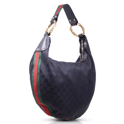 Gucci GG bamboo ring hobo nera
