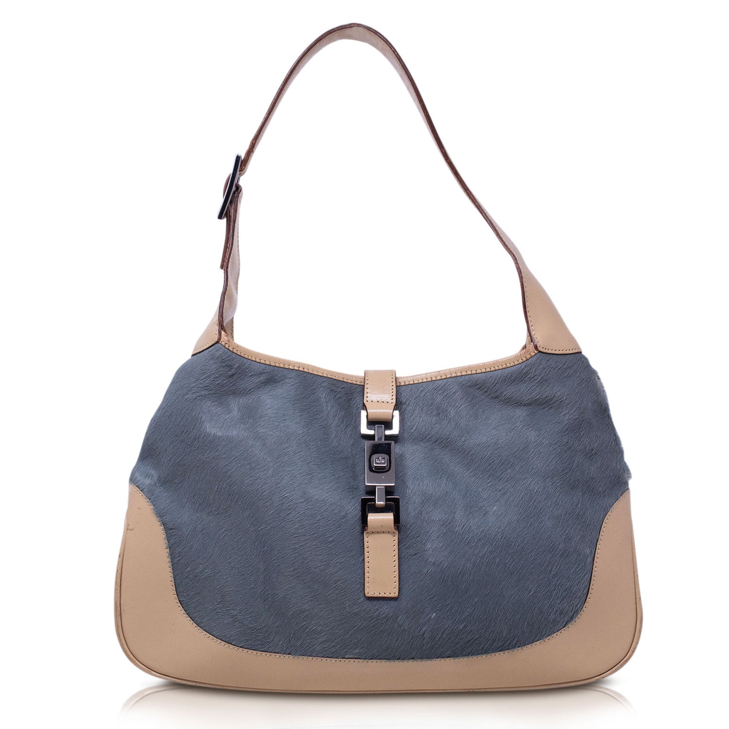 Gucci Jackie Pelle Beige e Cavallino azzurro