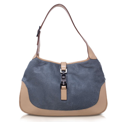 Gucci Jackie Pelle Beige e Cavallino azzurro