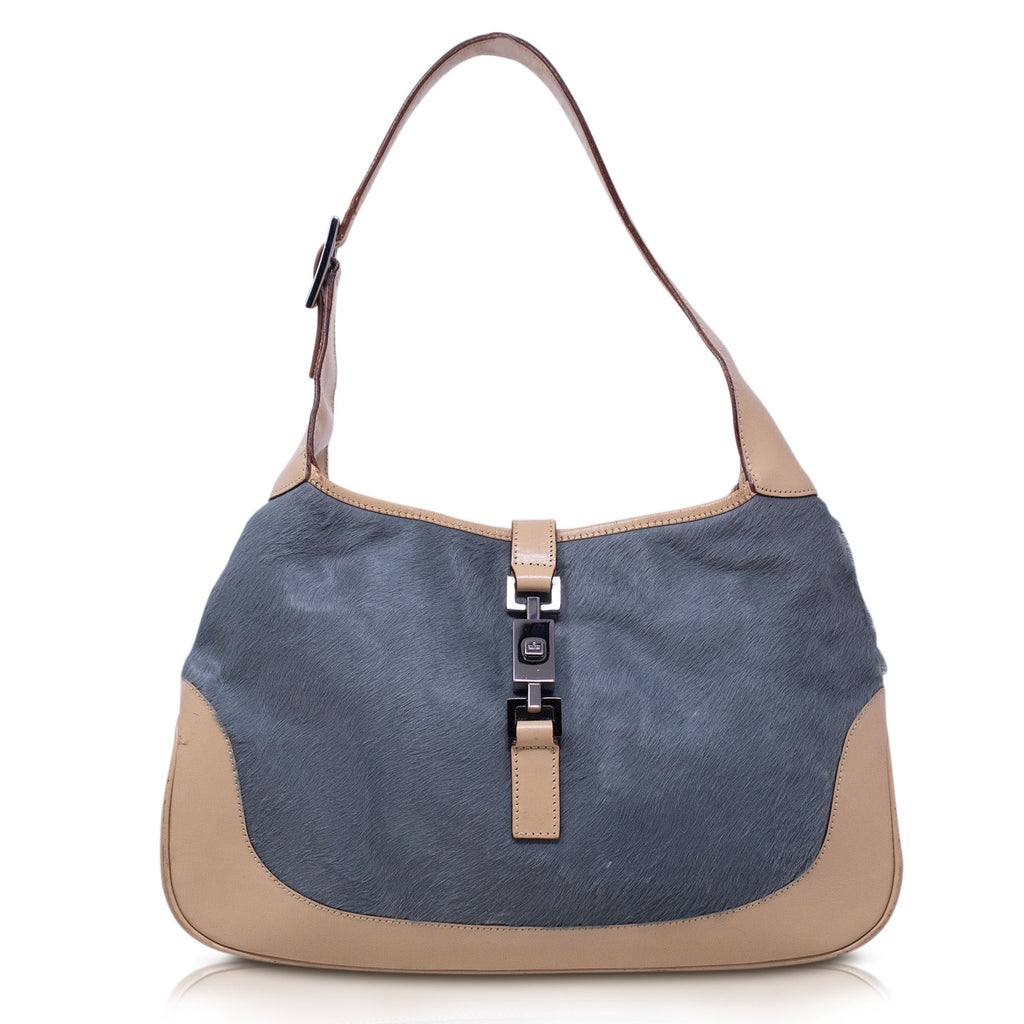 Gucci Jackie Pelle Beige e Cavallino azzurro