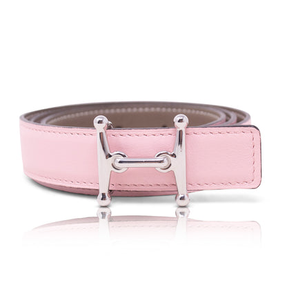 Hermès Cintura Mors H Reversible Rosa e Tortora 75 cm