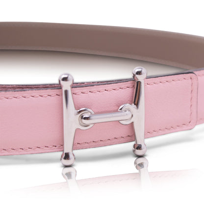 Hermès Cintura Mors H Reversible Rosa e Tortora 75 cm