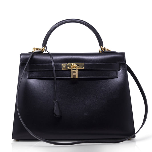 Hermès Kelly 32 Box Calf Nera
