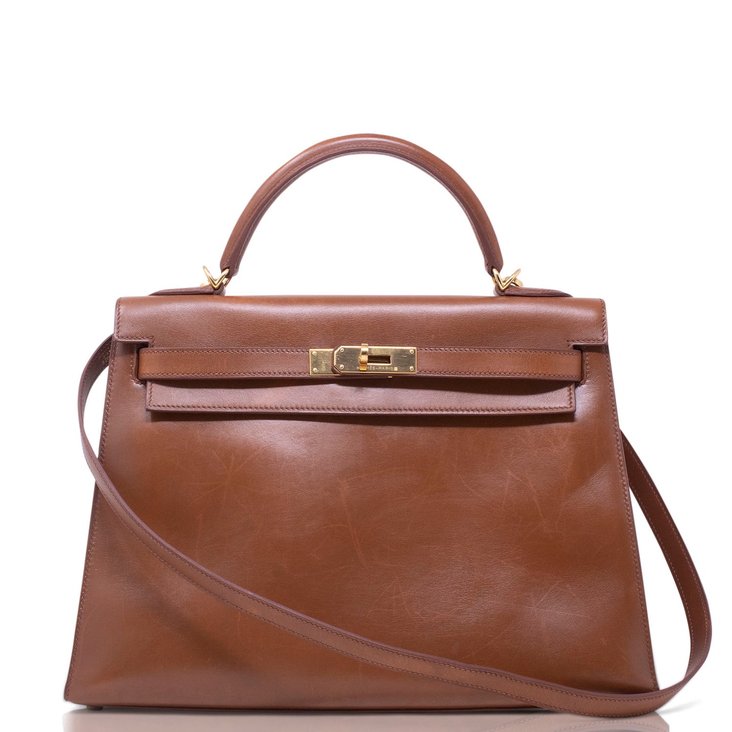 Hermès Kelly 32 Sellier Box Noisette