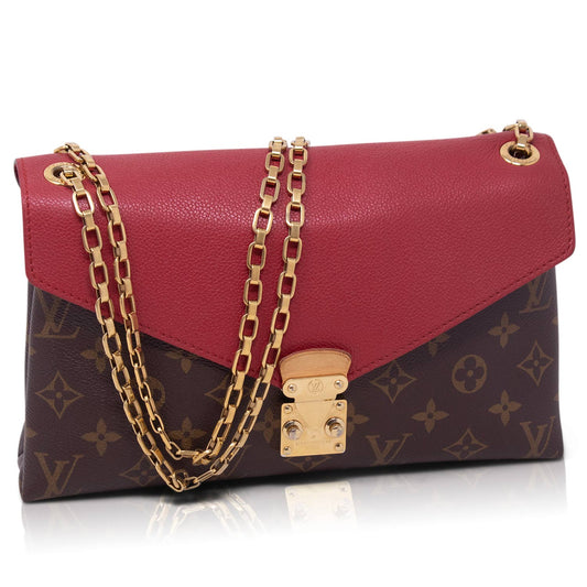 Louis Vuitton Pallas Monogram and red leather shoulder bag