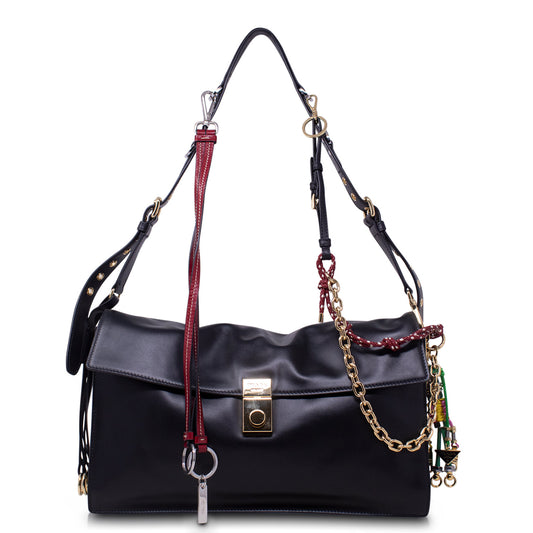Prada Soft Sound Large con ciondoli Nera