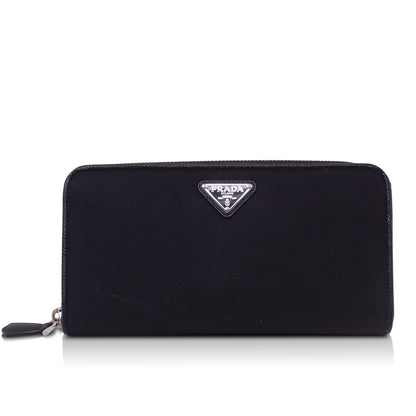 Prada Large Black Nylon Lampo Wallet 