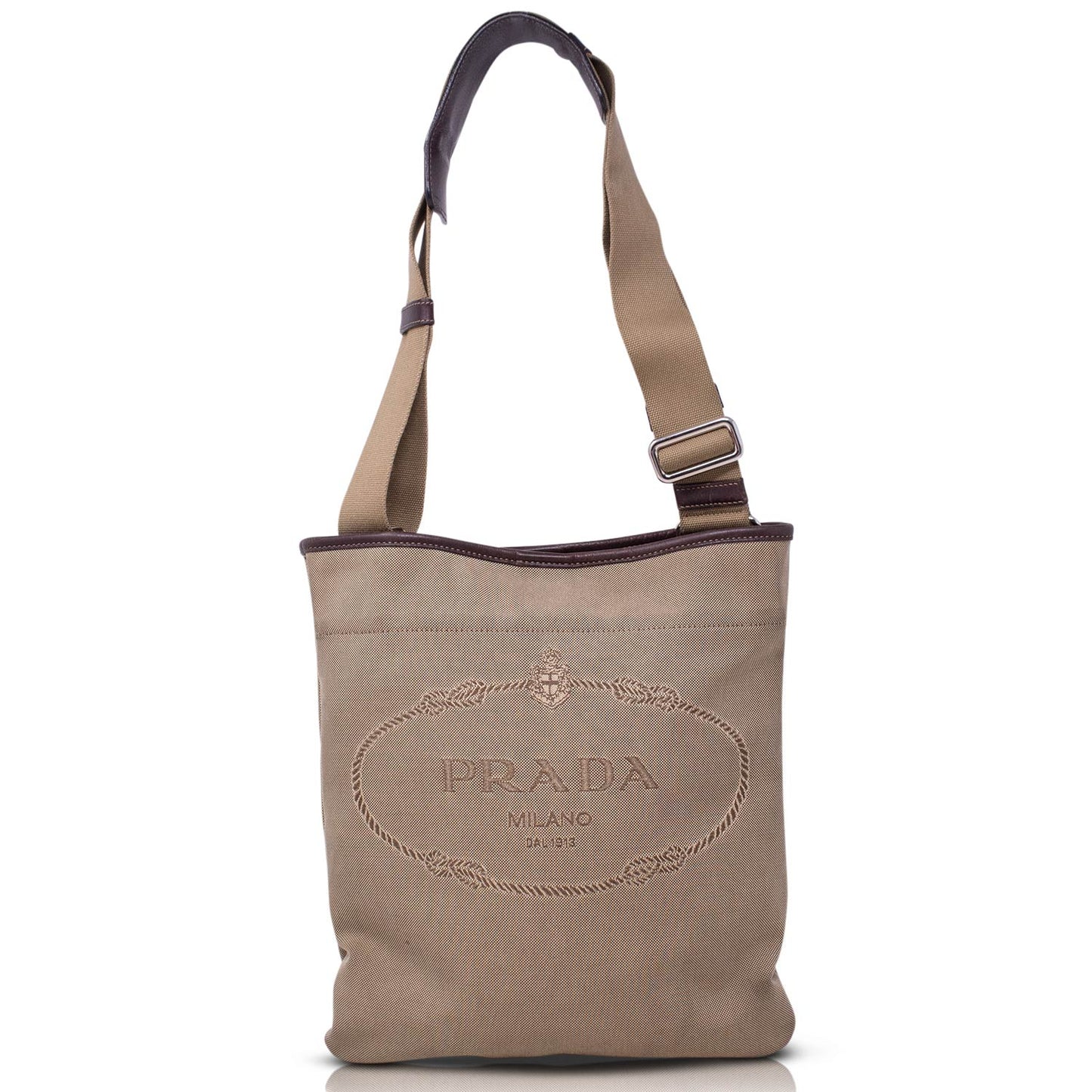Prada Tracolla Logo Jacquard Canapa