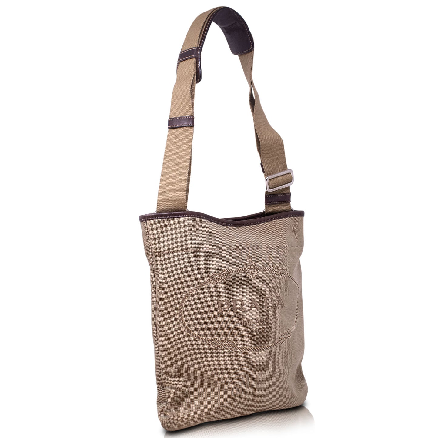 Prada Tracolla Logo Jacquard Canapa