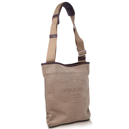 Prada Tracolla Logo Jacquard Canapa