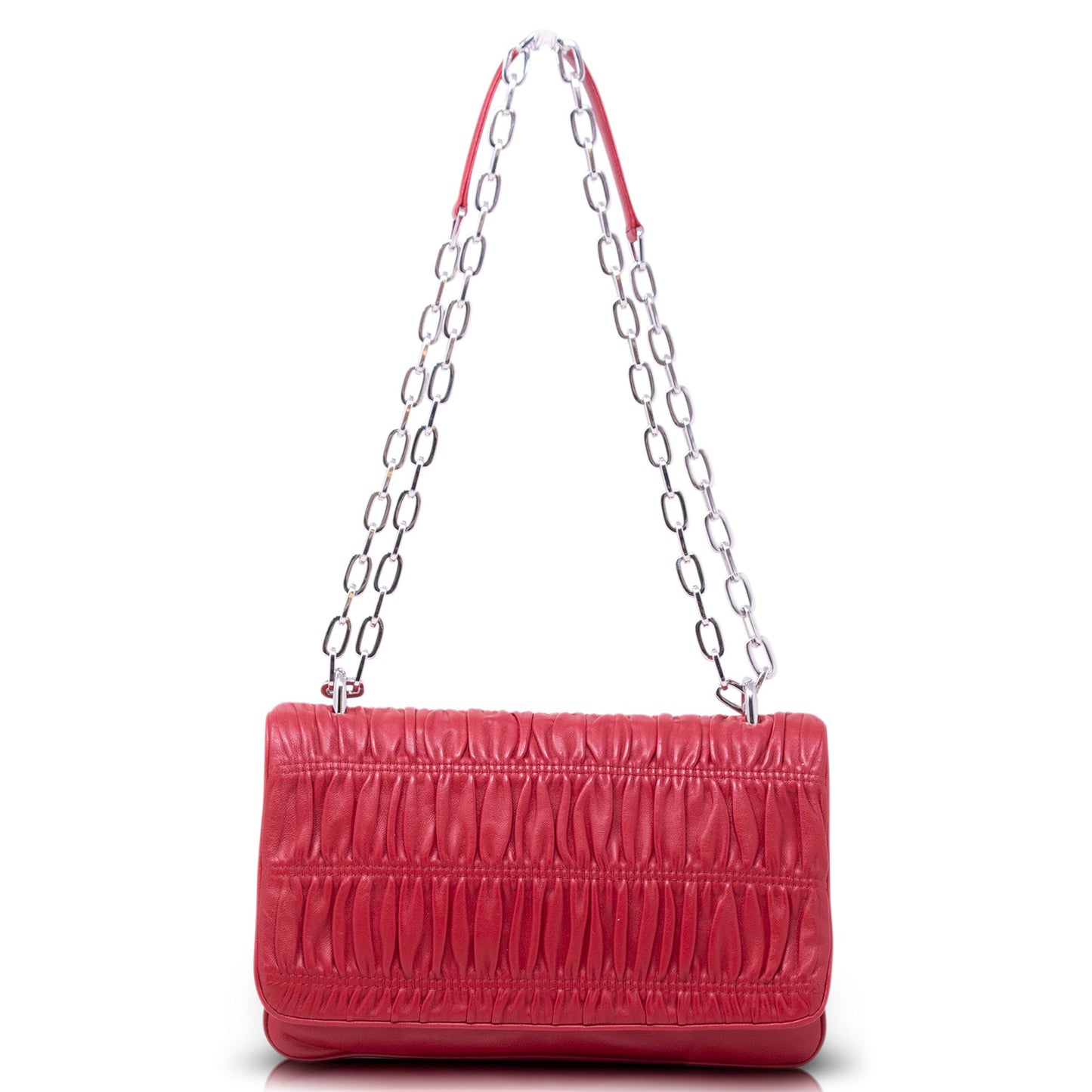 Prada Wallet on Chain Nappa Goffrata Rossa