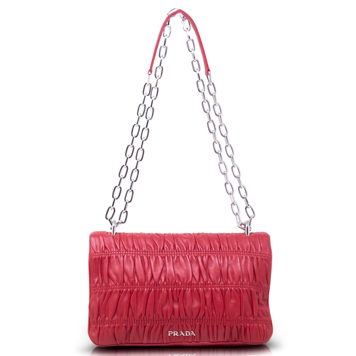 Prada Wallet on Chain Nappa Goffrata Rossa