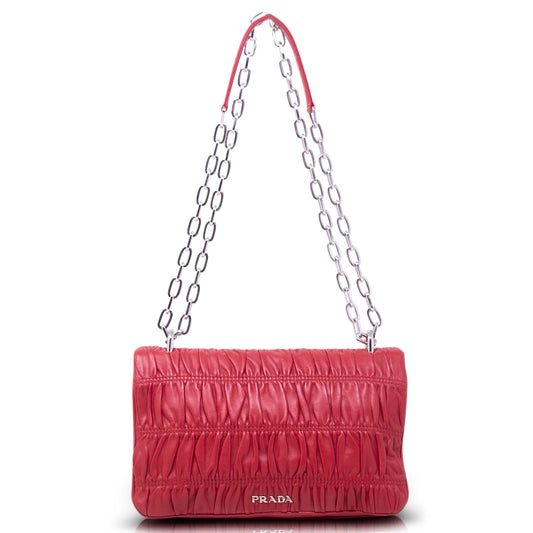 Prada Wallet on Chain Nappa Goffrata Rossa