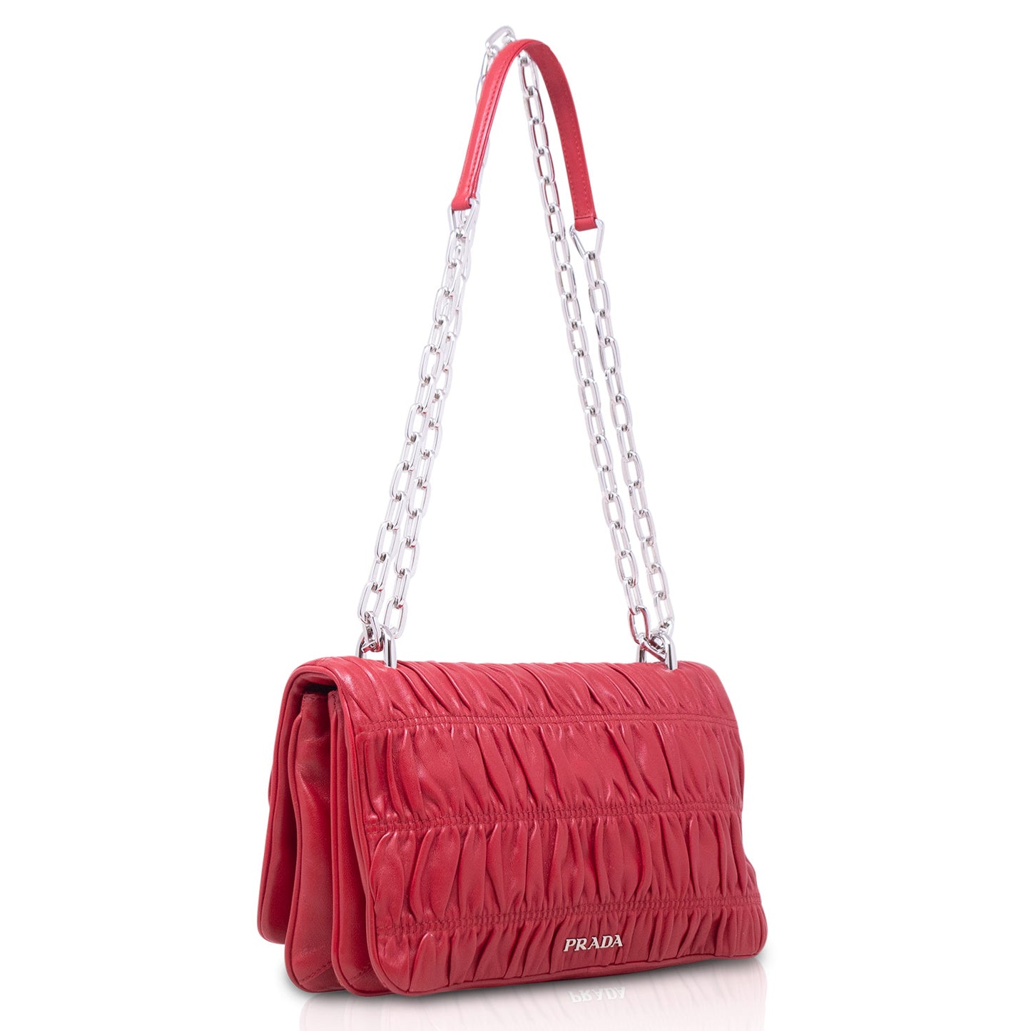 Prada Wallet on Chain Nappa Goffrata Rossa