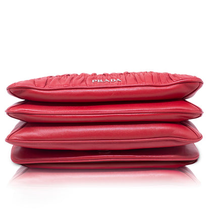 Prada Wallet on Chain Nappa Goffrata Rossa