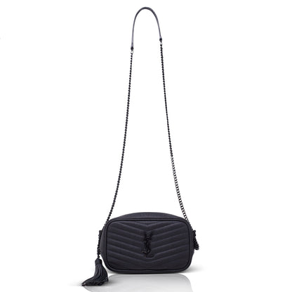 Saint Laurent Mini Lou Pelle Martellata Nera