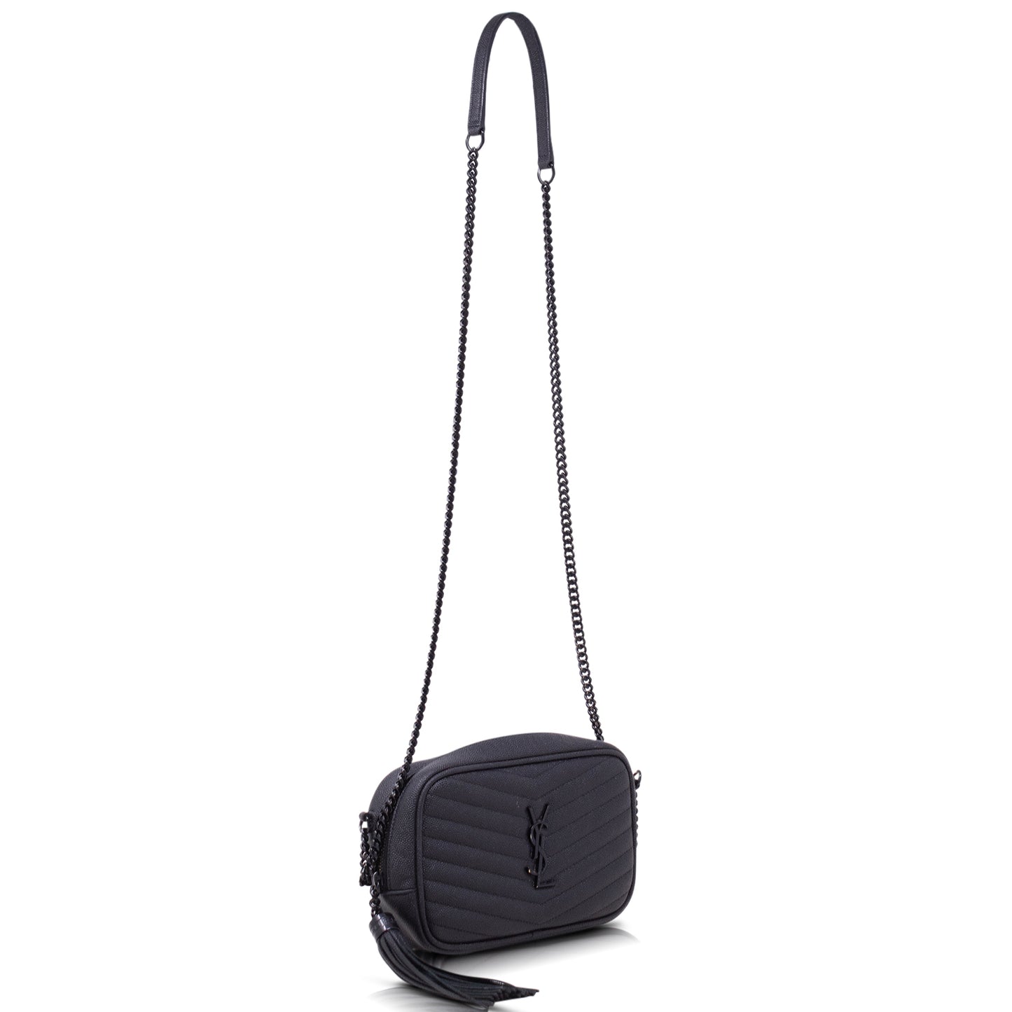 Saint Laurent Mini Lou Pelle Martellata Nera