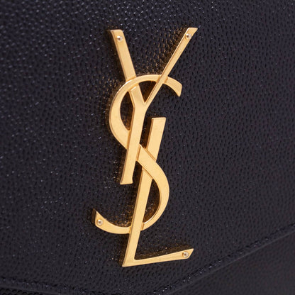 Saint Laurent Uptown Hammered Leather Pouch in Black 