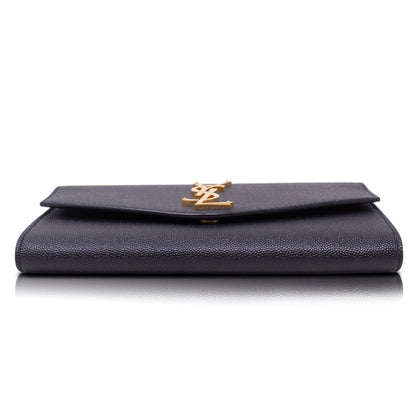 Saint Laurent Uptown Hammered Leather Pouch in Black 