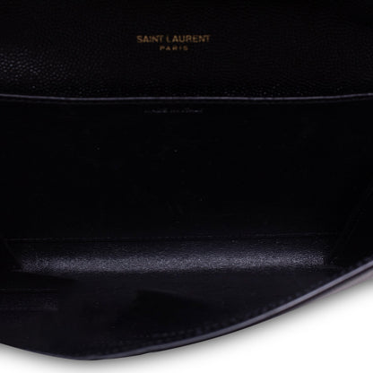 Saint Laurent Uptown Hammered Leather Pouch in Black 