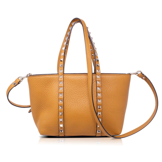 Valentino Rockstud Tote Bag Brown 