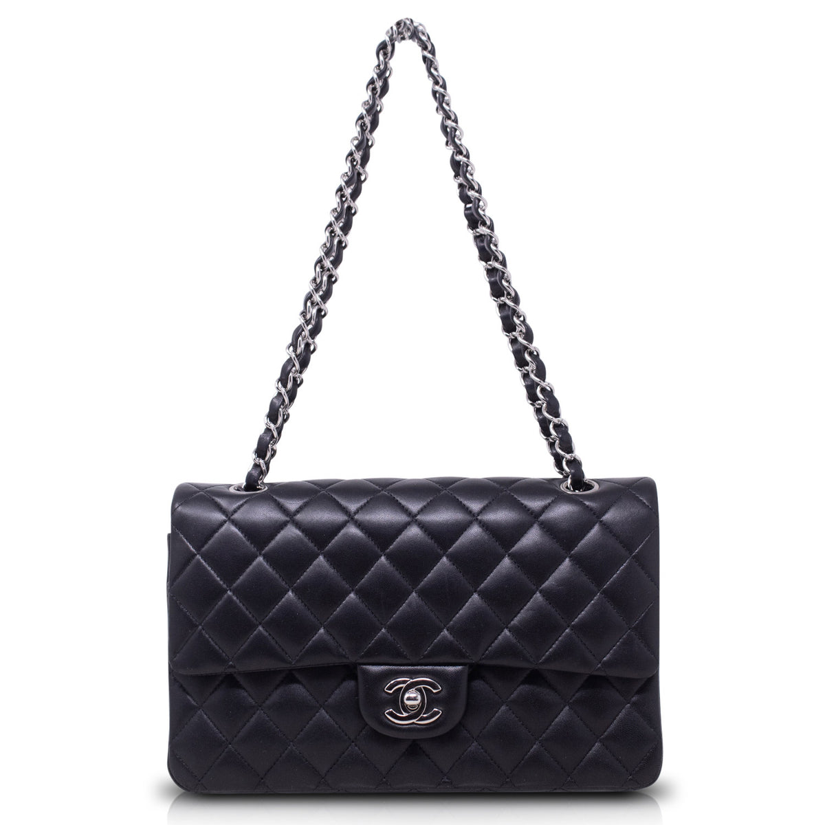 Chanel Classica Media Nera Hw Silver