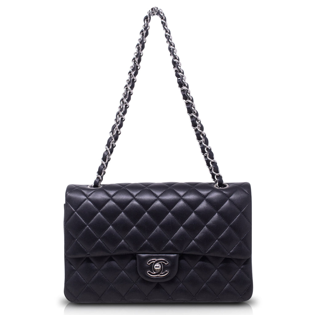 Chanel Classica Media Nera Hw Silver